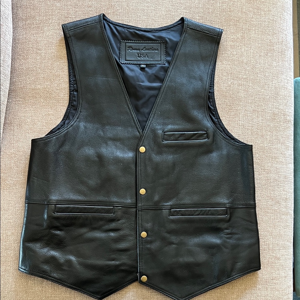 Men's Black Leather Vest